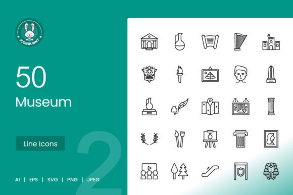 50 Museum Line Icons: A Review for Digital Graphics Sellers
