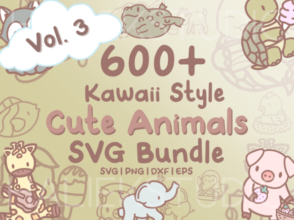600 Kawaii Animals SVGs Vol. 3: Graphics for Playful Editorial Design