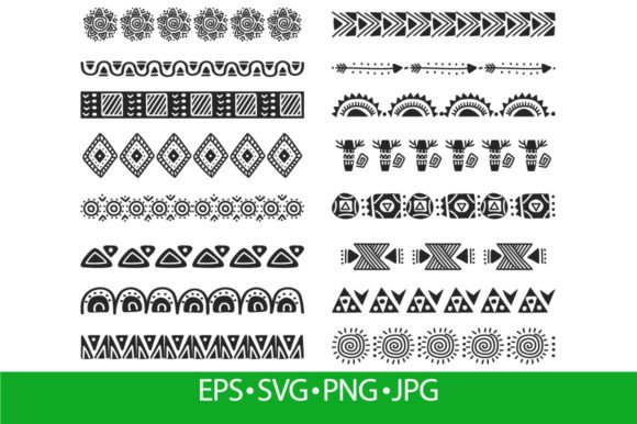African Tribal Brushes. Black and White Graphics for Illustrations