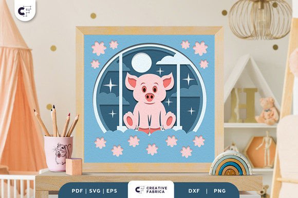 Baby Pig 3D Shadow Box Paper Cut: A 3D SVG Review for Sellers