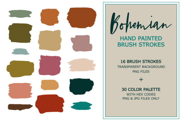 Bohemian Hand Painted Brush Strokes Set for Graphics and Illustrations
