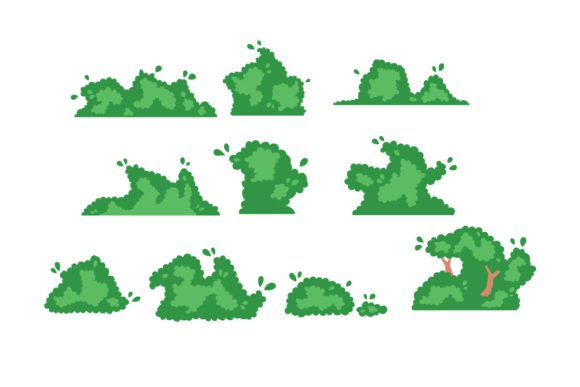 Bushes Vector Flat Design for Graphics and Illustrations