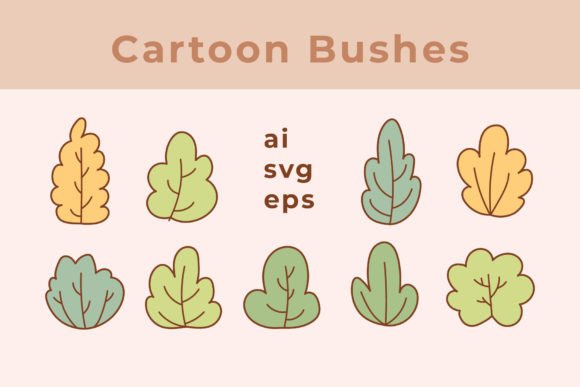 Cartoon Bushes Svg Sublimation for Graphics and Illustrations