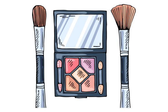 Eyeshadow Palette and Brushes. Hand Draw Review