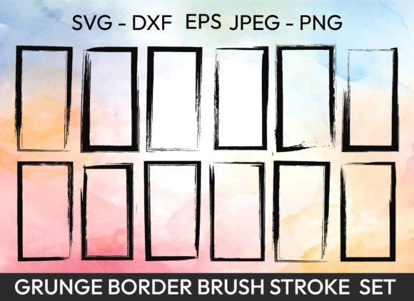 Grunge BORDER Brush Stroke Set for Graphics and Brushes