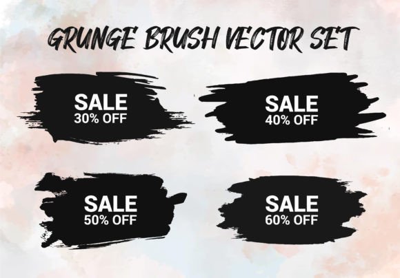 Grunge Brush Vector Set Sale Banner for Graphics and Brushes
