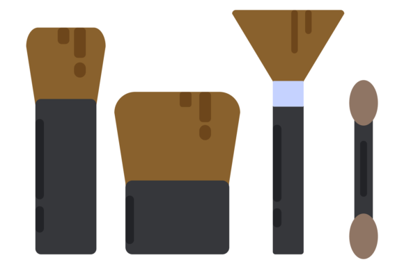 Makeup Brishes Color Icon. Various Beaut