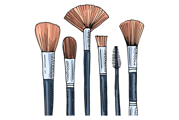 Makeup Brushes Set Color Sketch: Graphics for Local Brands