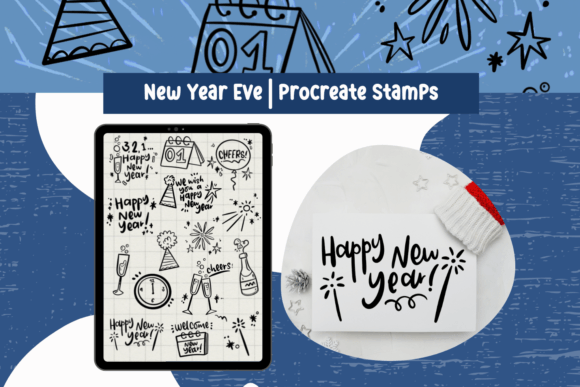 New Year Procreate Stamps: Graphics and Brushes for Branding