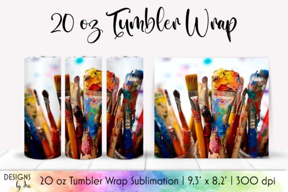 Paint Brushes Tumbler Wrap Sublimation Graphics for Makers