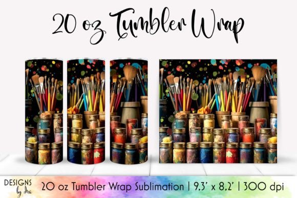 Paints and Brushes Tumbler Wrap Design: A Designer's Review