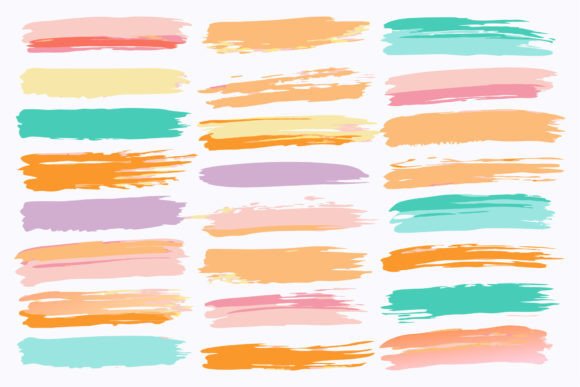 SVG Hand Painted Colorful Brush Strokes for Graphics and Crafts