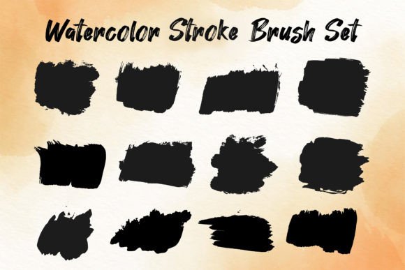 Watercolor Stroke Black Brush Set: Premium Graphics for Bold Branding